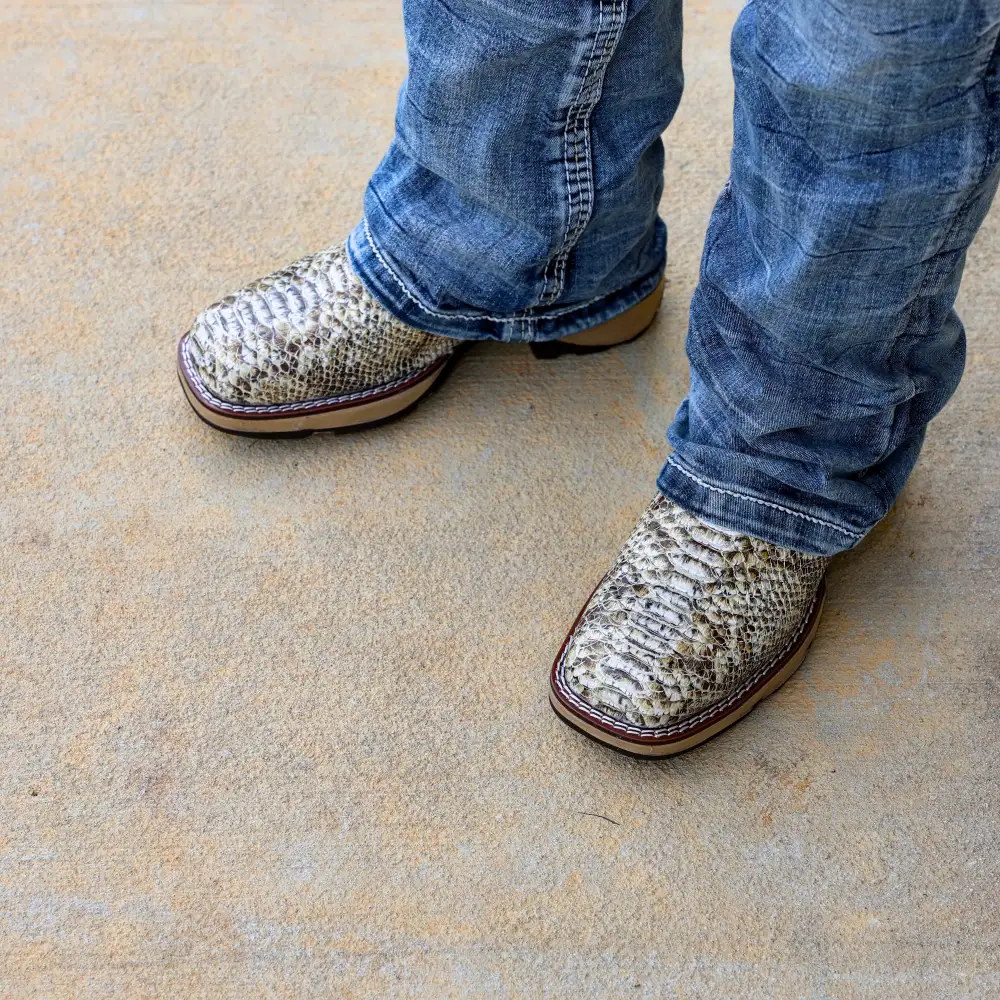 Natural Python Leather Boots With 3D Lightweight Sole - Composite Toe