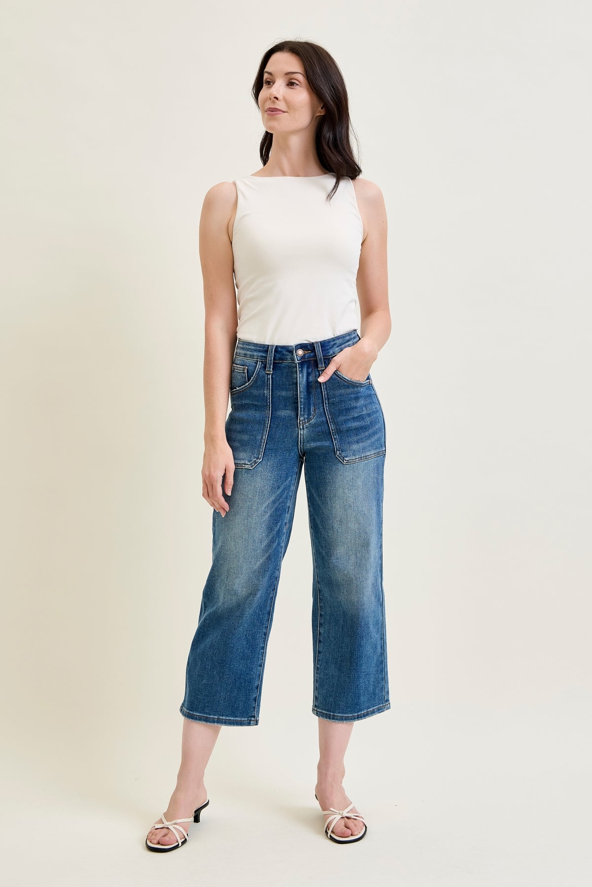Georgia High Rise Utility Pockets Cropped Wide Leg