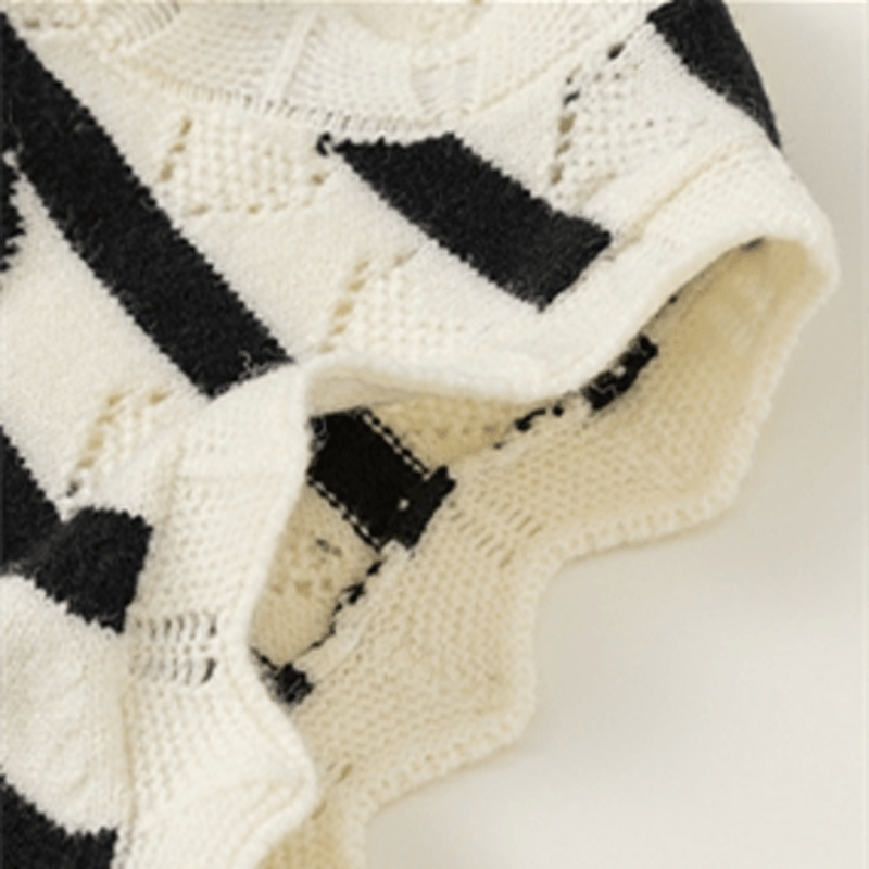 Toddler Girl Black Striped Heart Vest