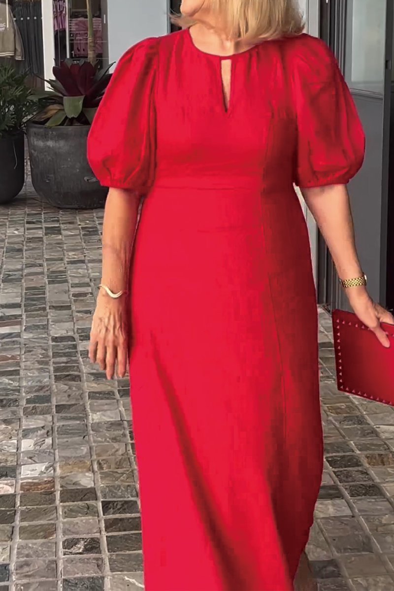 Women Summer Formal Linen Dress Solid color cotton and linen dress