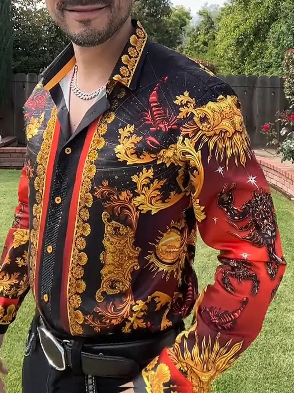 Men'S Western Style Casual Pattern Shirt