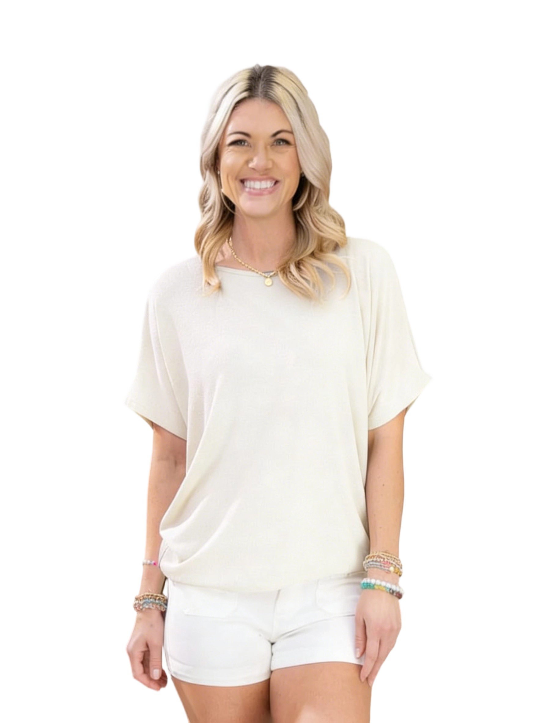 Women's Dreamy Dolman Short Sleeve Knit Top