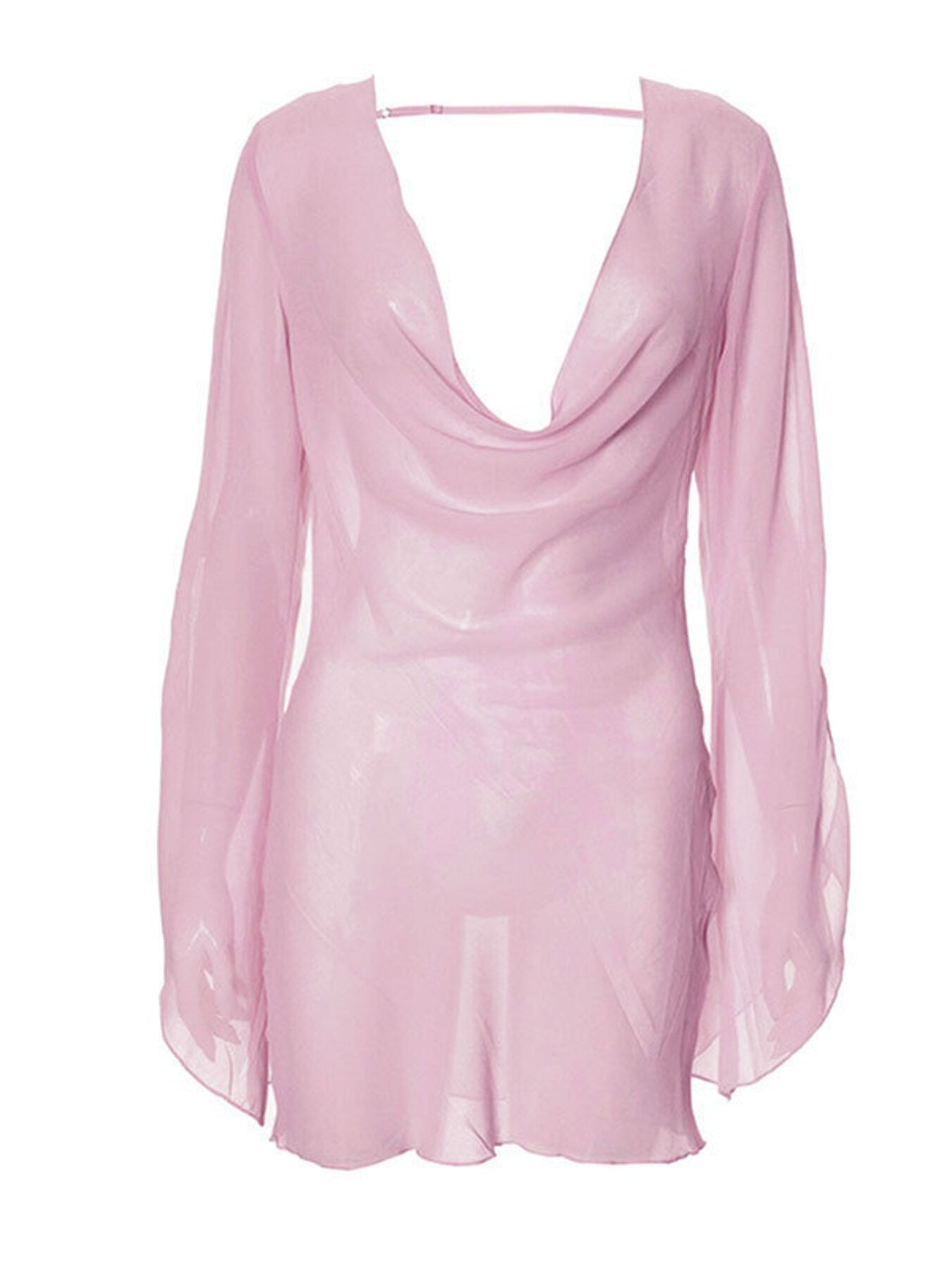Sheer Chiffon Plunge Mini Dress