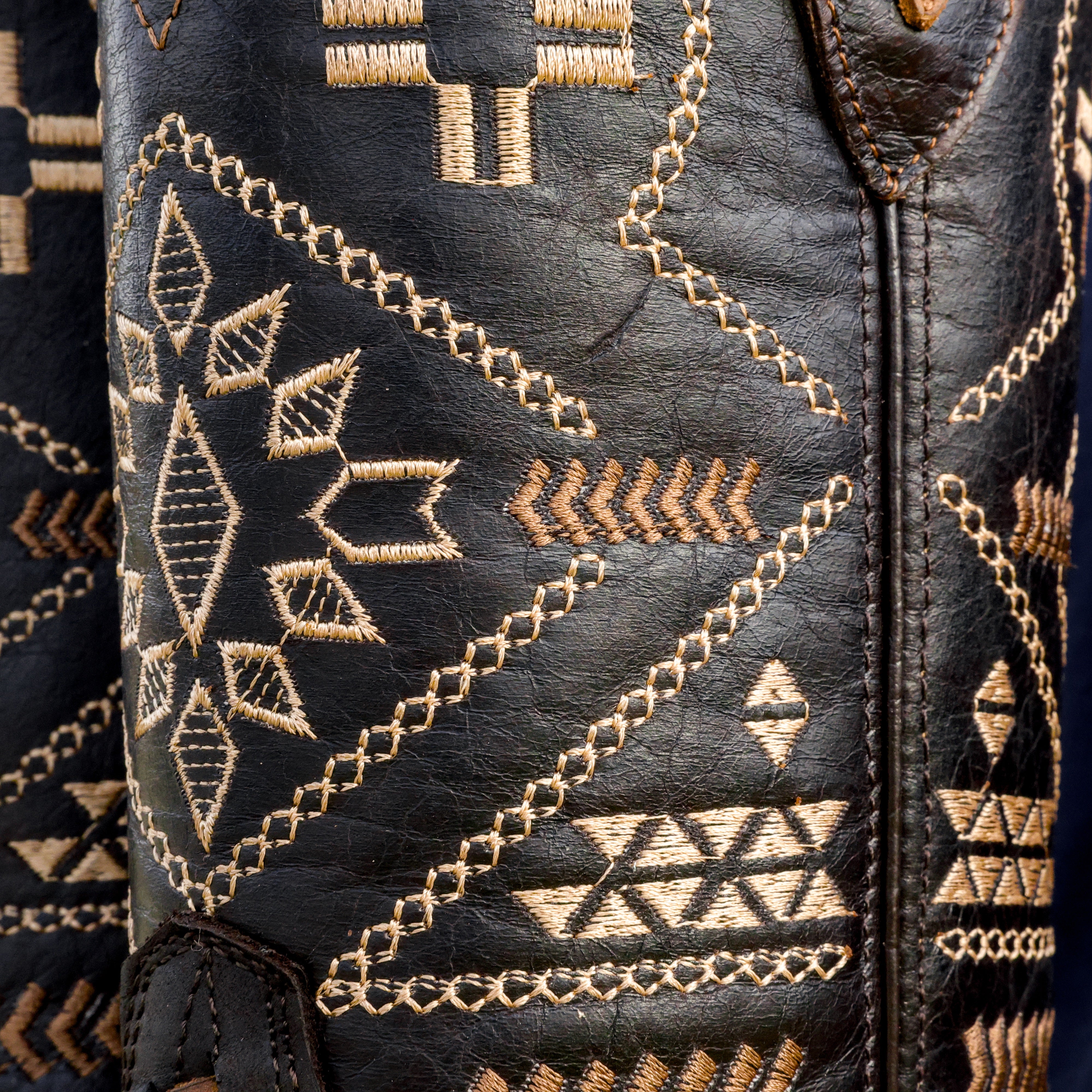 Brown Basketweave Leather Boots - Square Toe