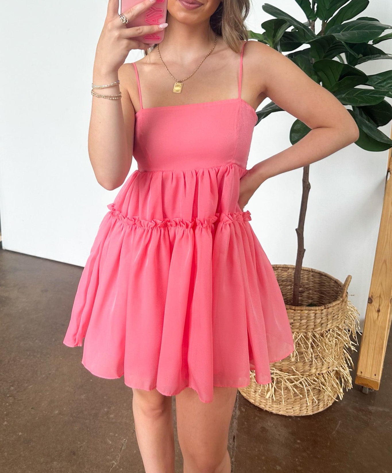 Pristine Presence Smocked Ruffle Dress