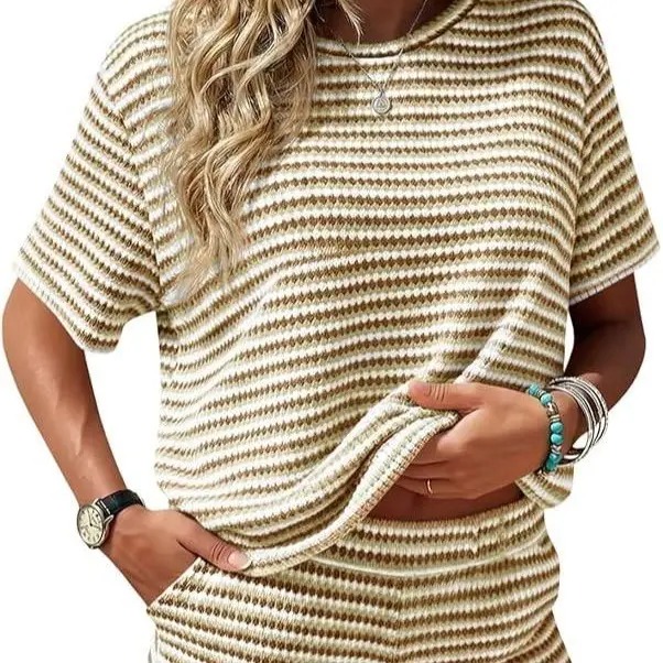 Striped Knit Matching Lounge Set