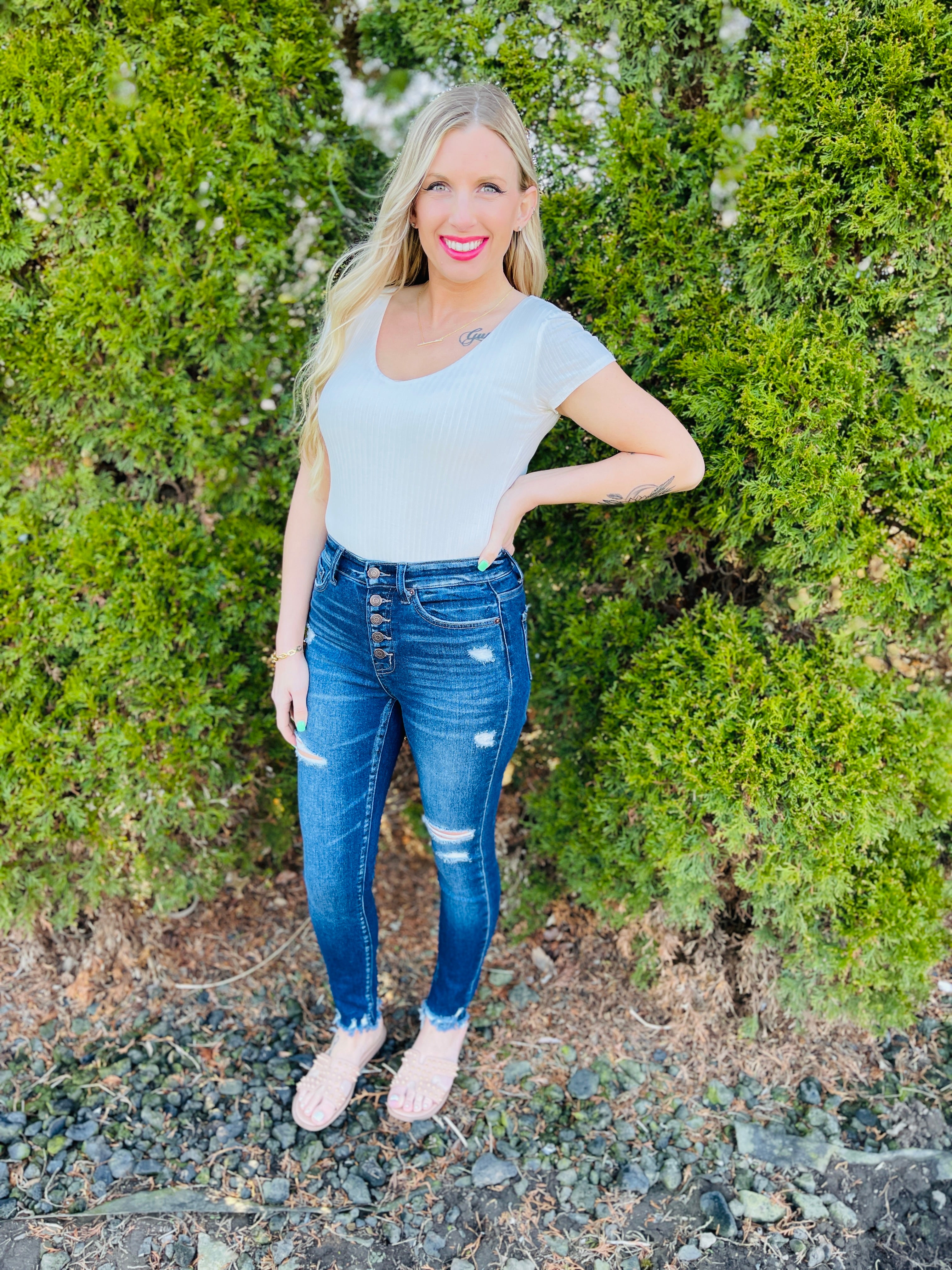 DOORBUSTER! I Like Big Button Fly Skinny Jeans