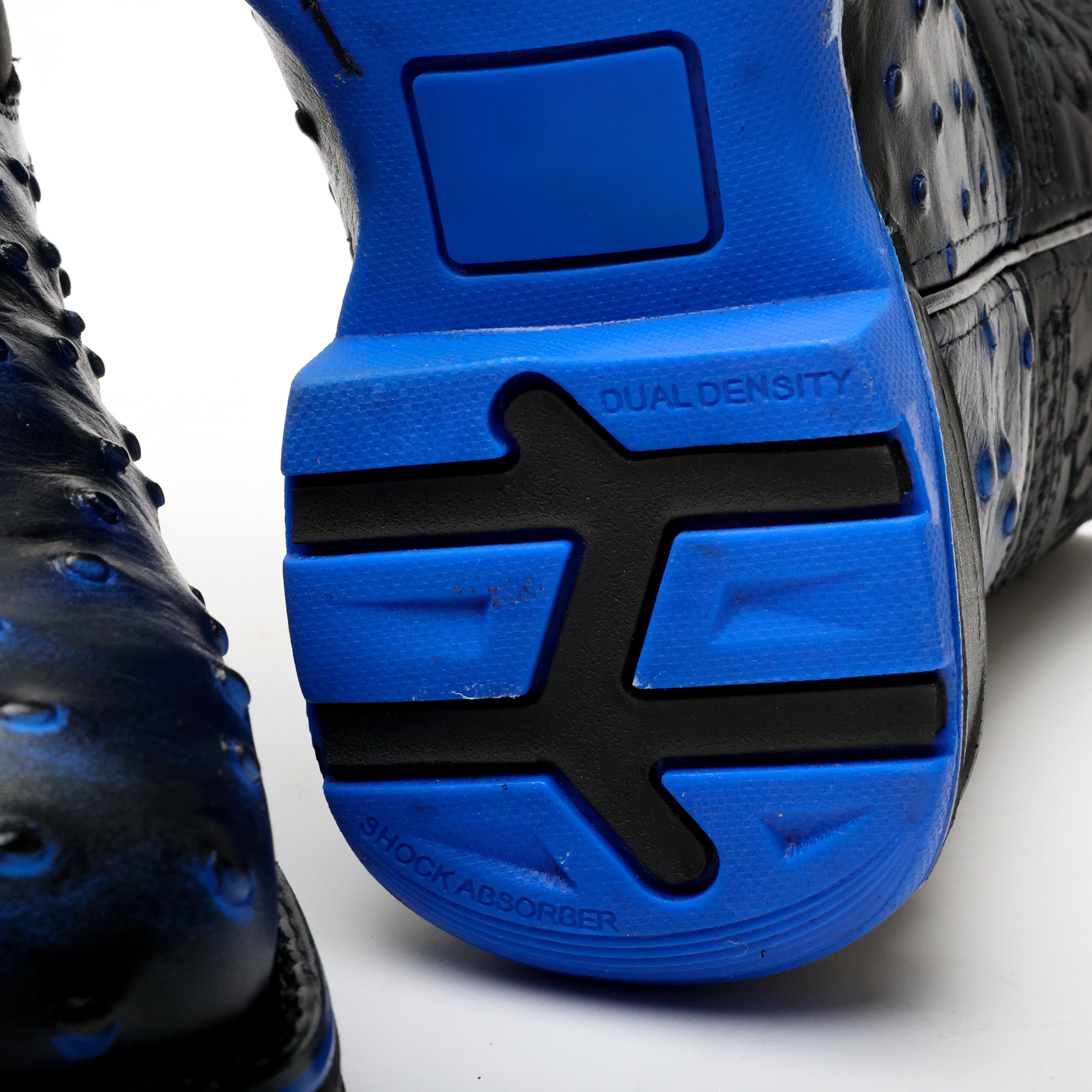 Black/Blue Ostrich Leather Boots With 3D Lightweight Sole - Composite Toe