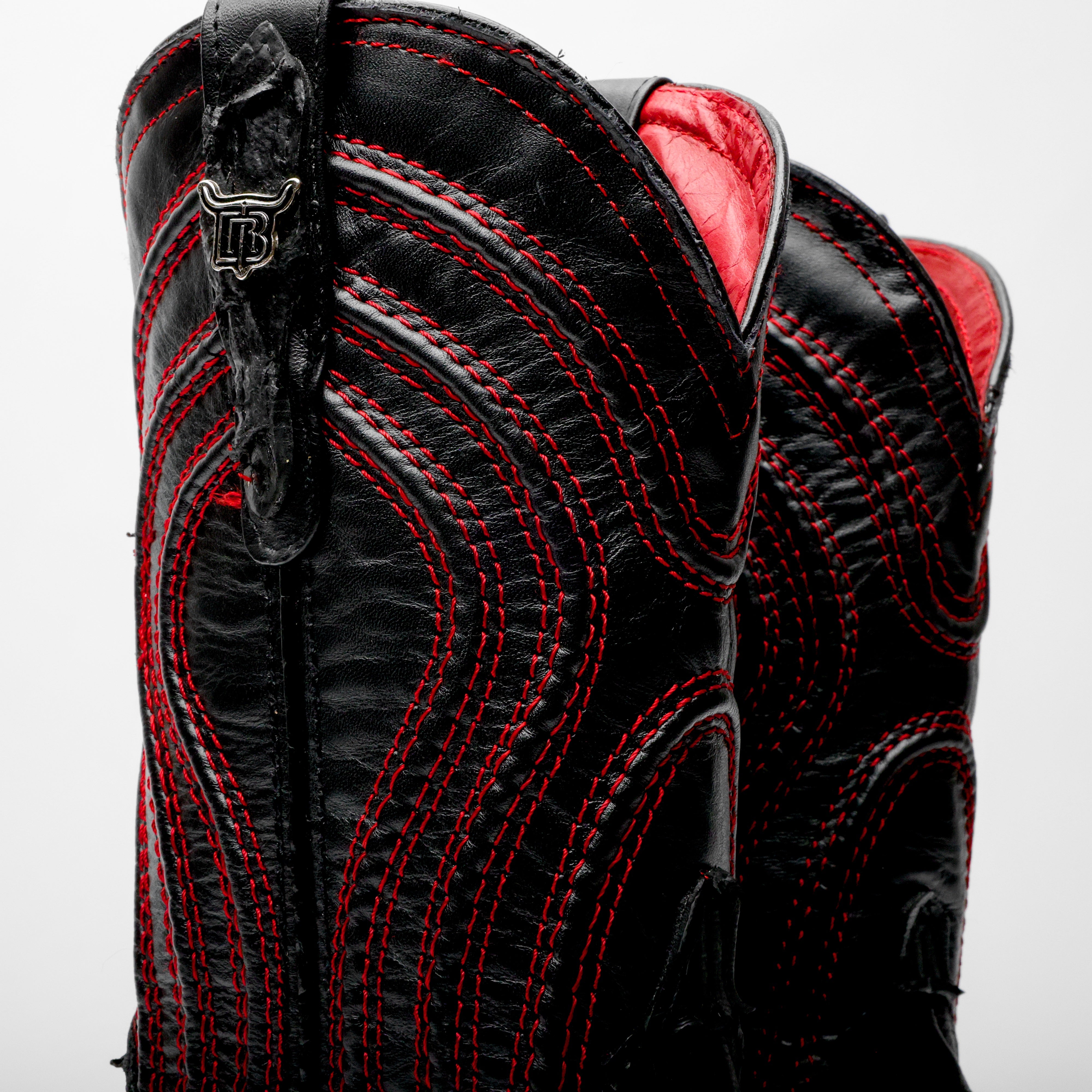 Matte Black Jumbo Python Leather Boots - Square Toe