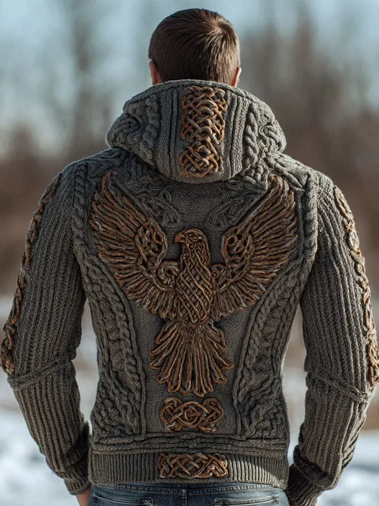 Men's Viking Tribal Eagle Celtic Cozy Hooded Sweater