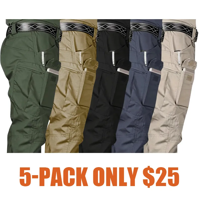 Men's Waterproof Cargo Pants – Multi-Pocket, Regular Fit Outdoor Trousers