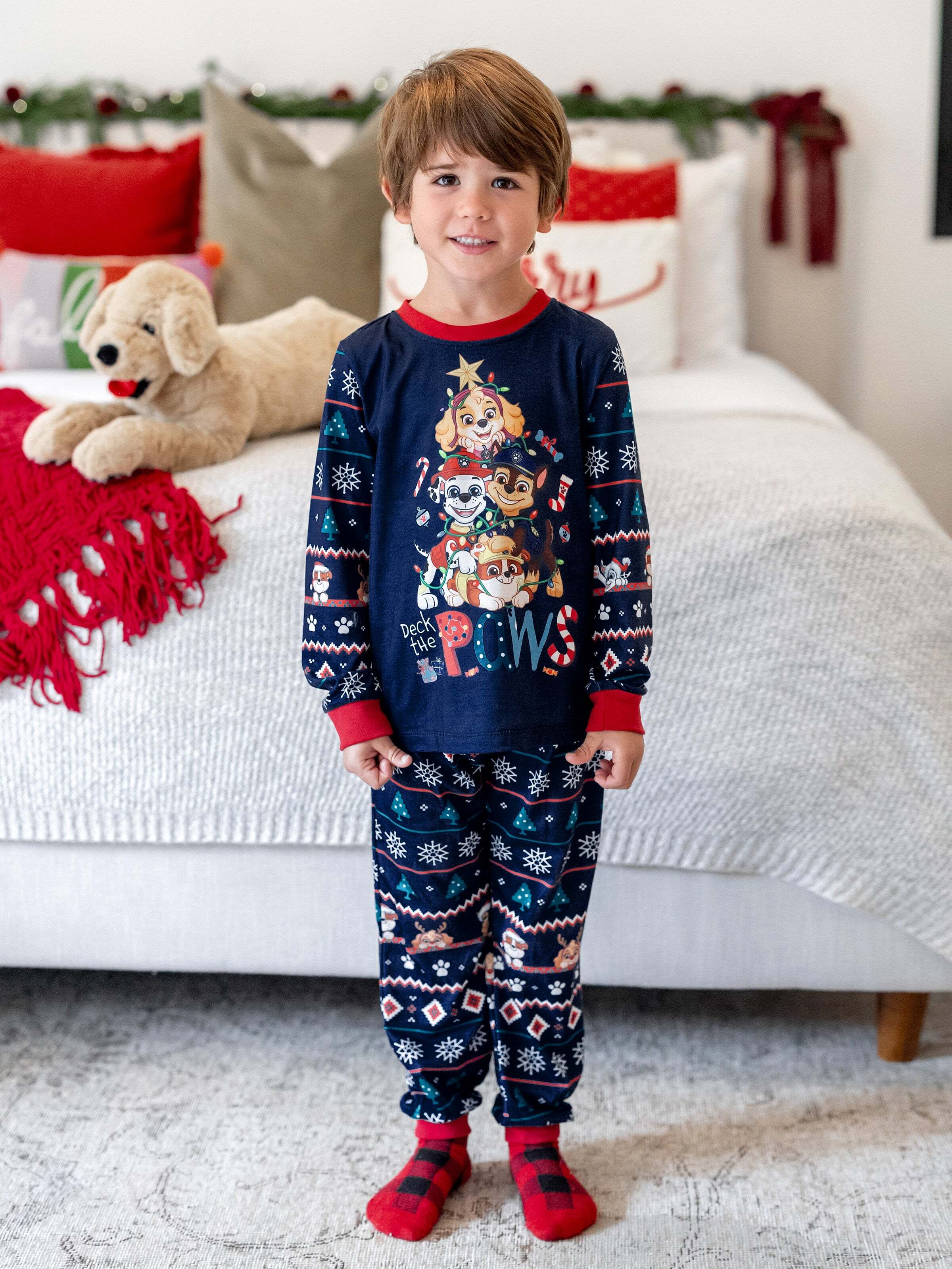 PAW Patrol Christmas Family Matching Allover Print Long-sleeve Pajamas Sets with Christmas Socks