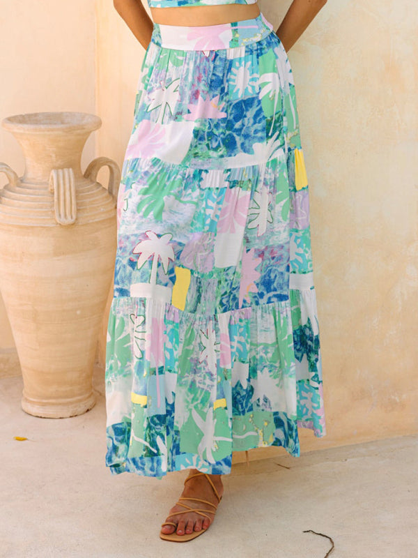 Teal Bohemian Resort Beach Maxi Skirt