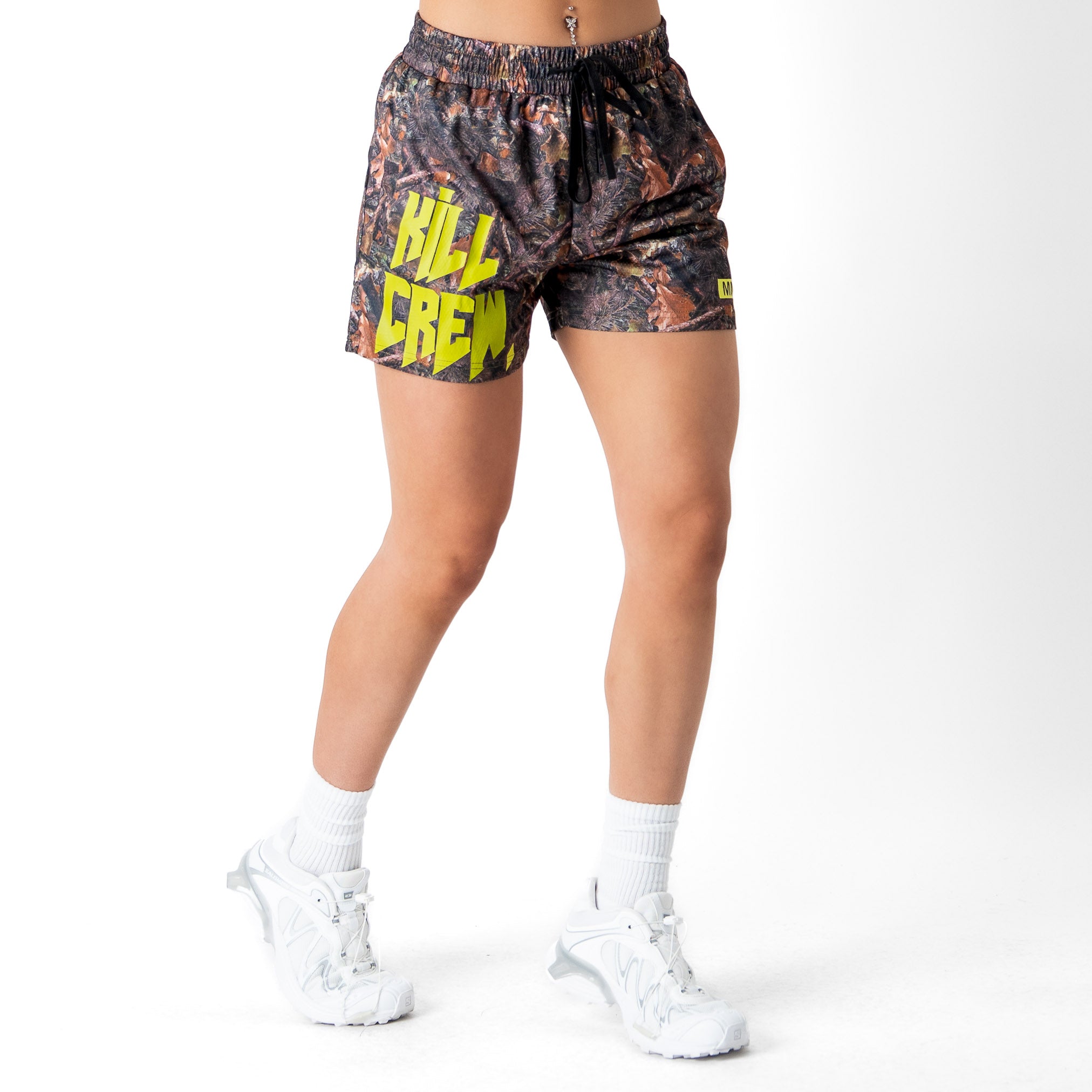 MUAY THAI SHORTS (MID THIGH CUT) - CAMO / GREEN