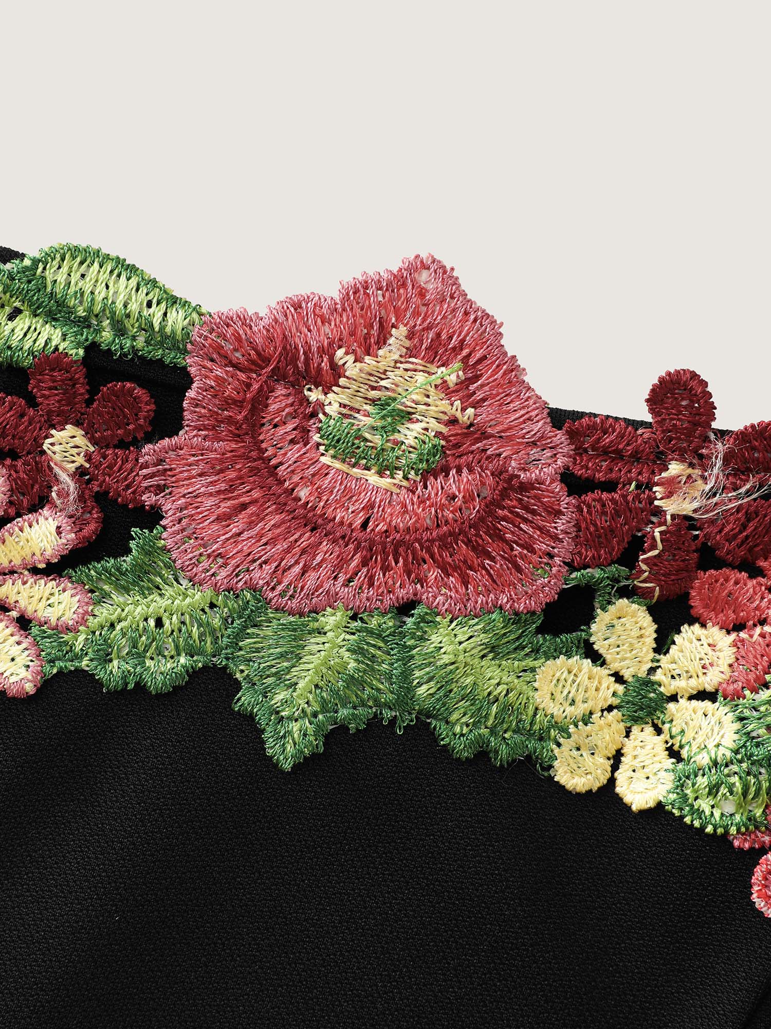 Floral Embroidered Neckline Built-in Bottoms Mini Dress