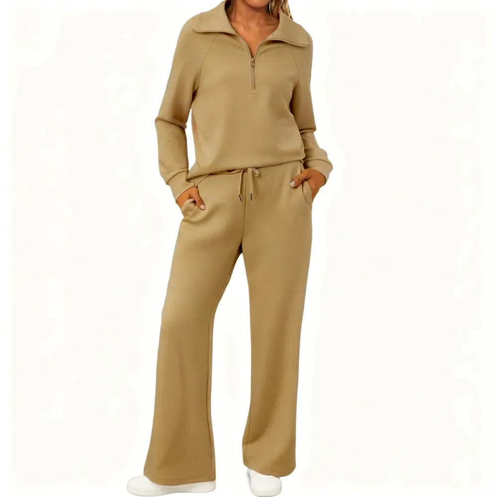Women’s Oversized Half-Zip Sweatsuit 2 Piece Lounge Tracksuit Set