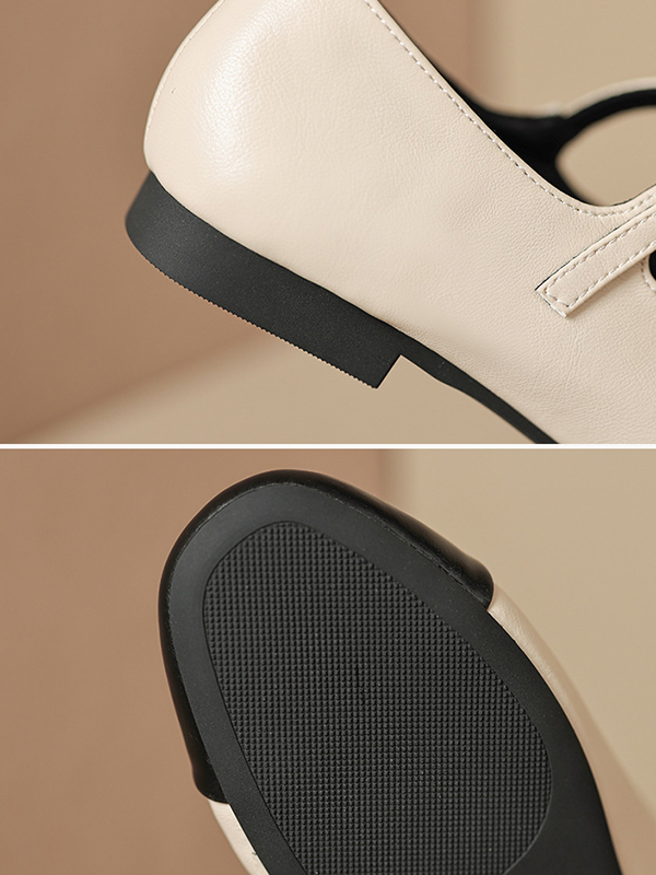 Belt Buckle Round-Toe Split-Joint Mary Janes Flat Shoes