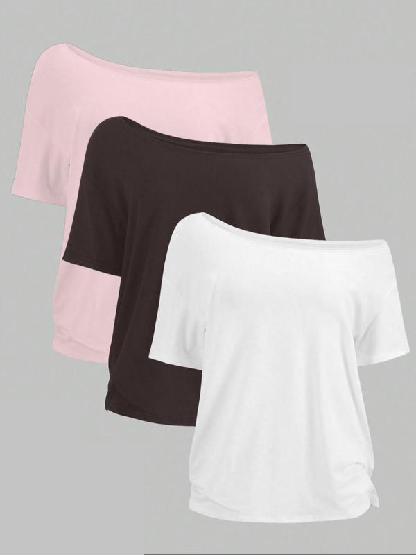 Women’s Solid Color Loose Tee – Casual Basic Short Sleeve T-shirt for Daily Wear