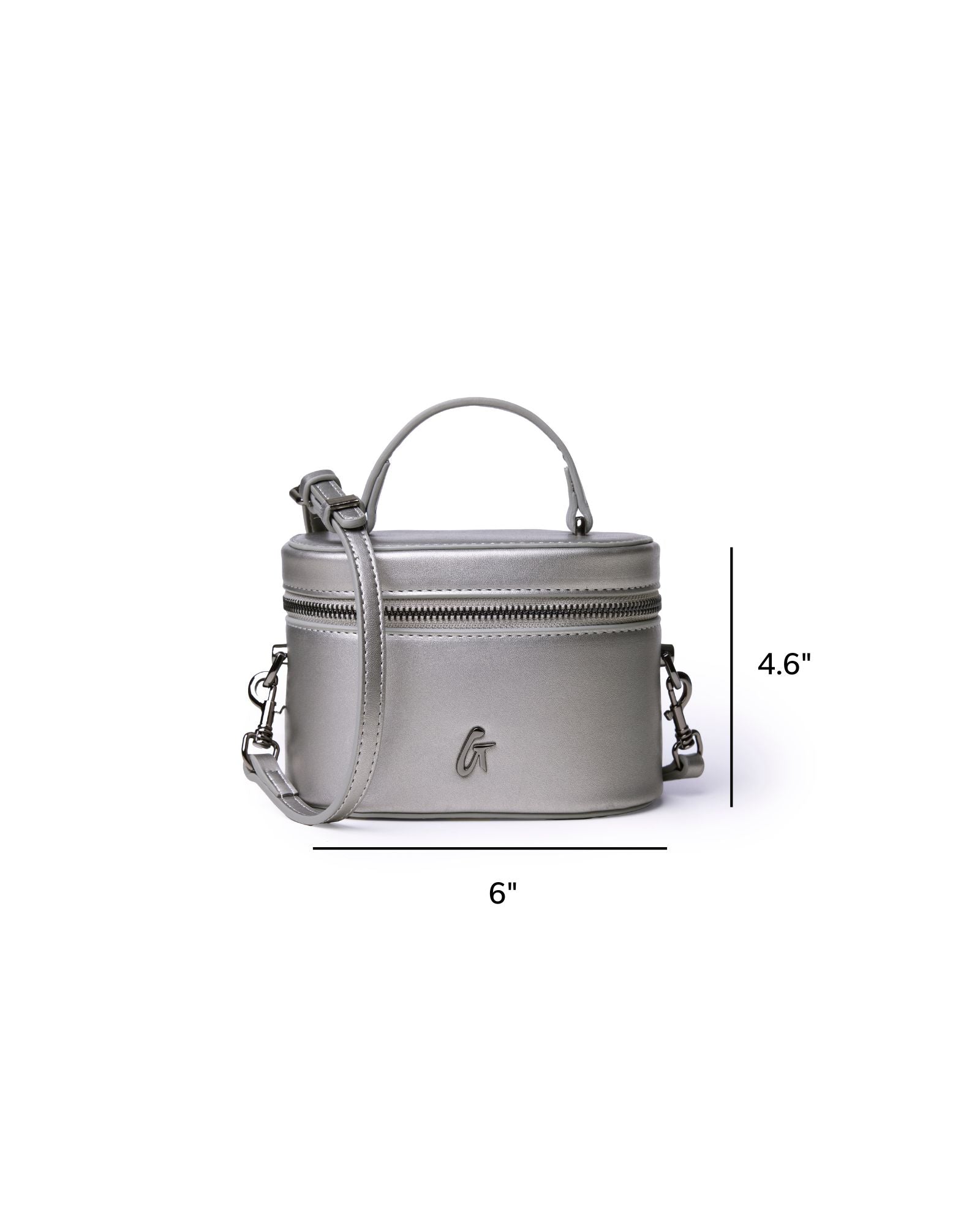 MINI SMOOTH GUNMETAL VANITY BAG - PLATINUM