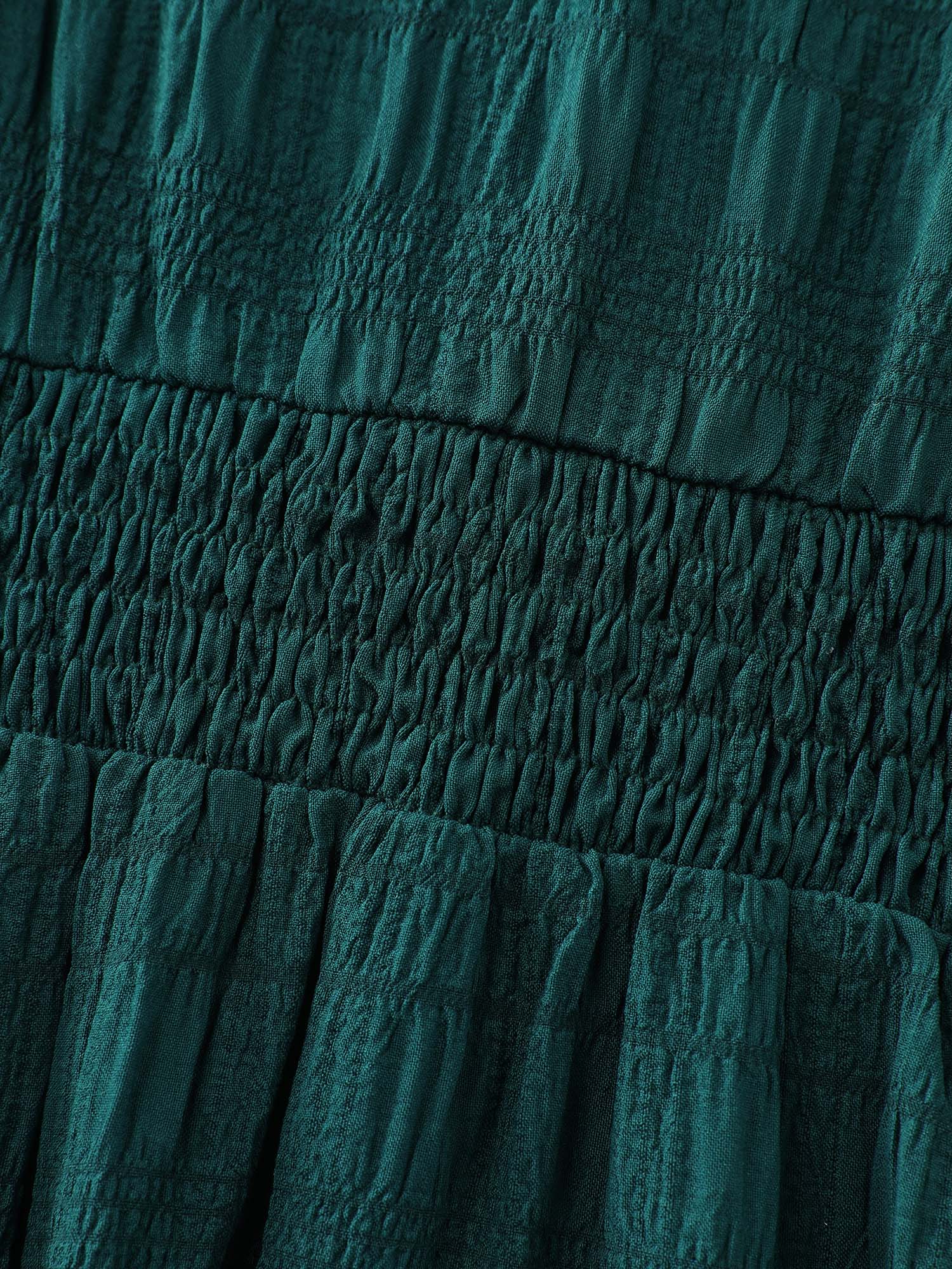 Textured Triangular Cinched-Waist Tiered Maxi Dress