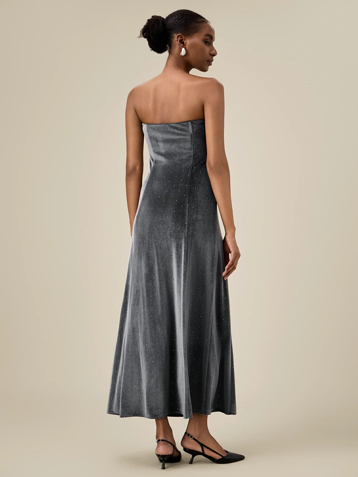 Women's Velvet Rhinestone Tube Dress