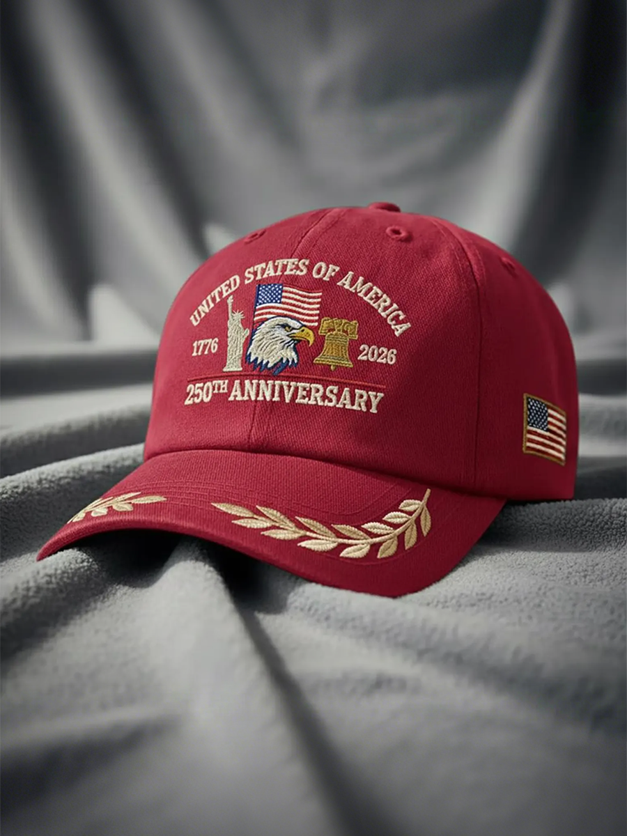 USA 250th Anniversary Statue Of Liberty & Liberty Bell Embroidered Baseball Cap