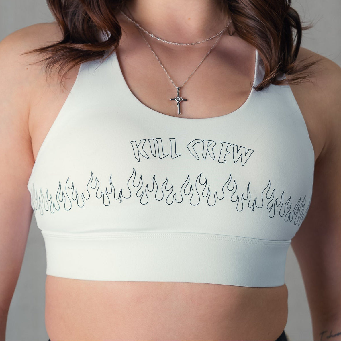 FLAME HIGH SUPPORT SPORTS BRA - WHITE / BLACK