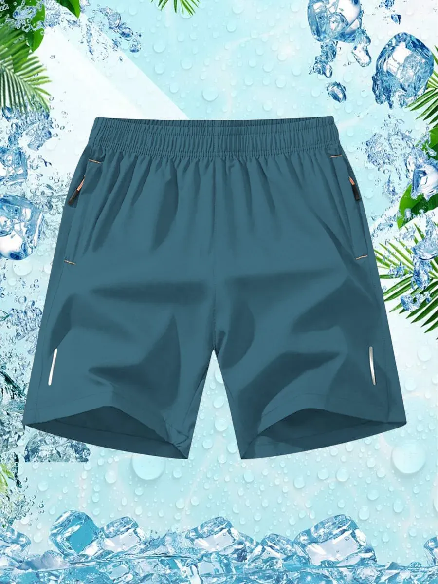 Men'S Solid Color Zipper Pocket Shorts