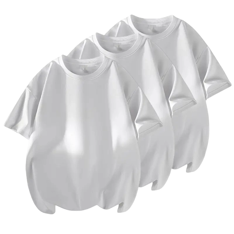 Men's 3PCS 100% cotton Crew Neck T-Shirts Set - Soft Loose Fit Navy Gray Black Tees for Casual Daily Wear