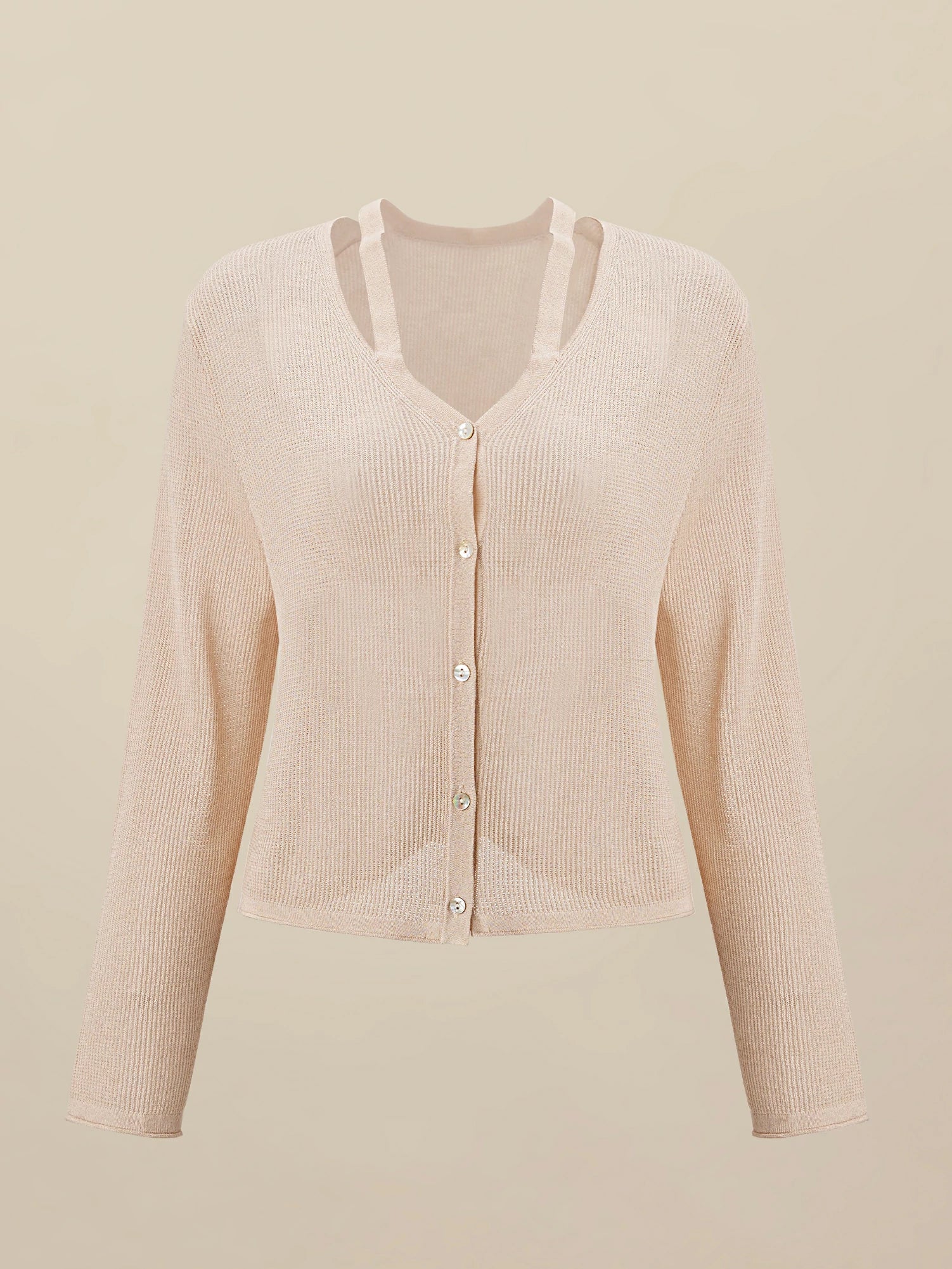 Elegant Beige Knit Cardigan