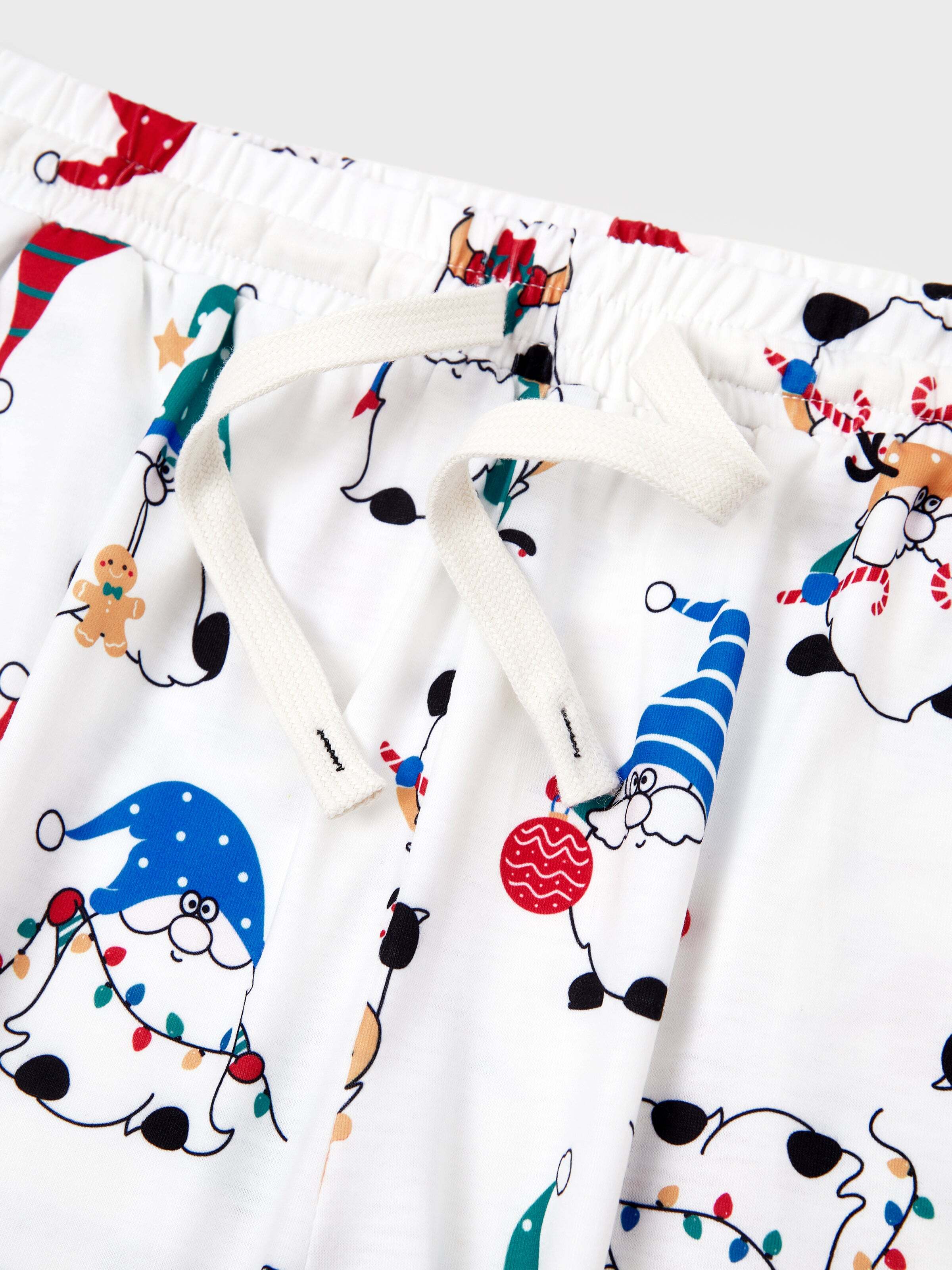 Christmas Matching Family Pajamas Set Christmas Gnome Print PJS with Christmas Socks Red