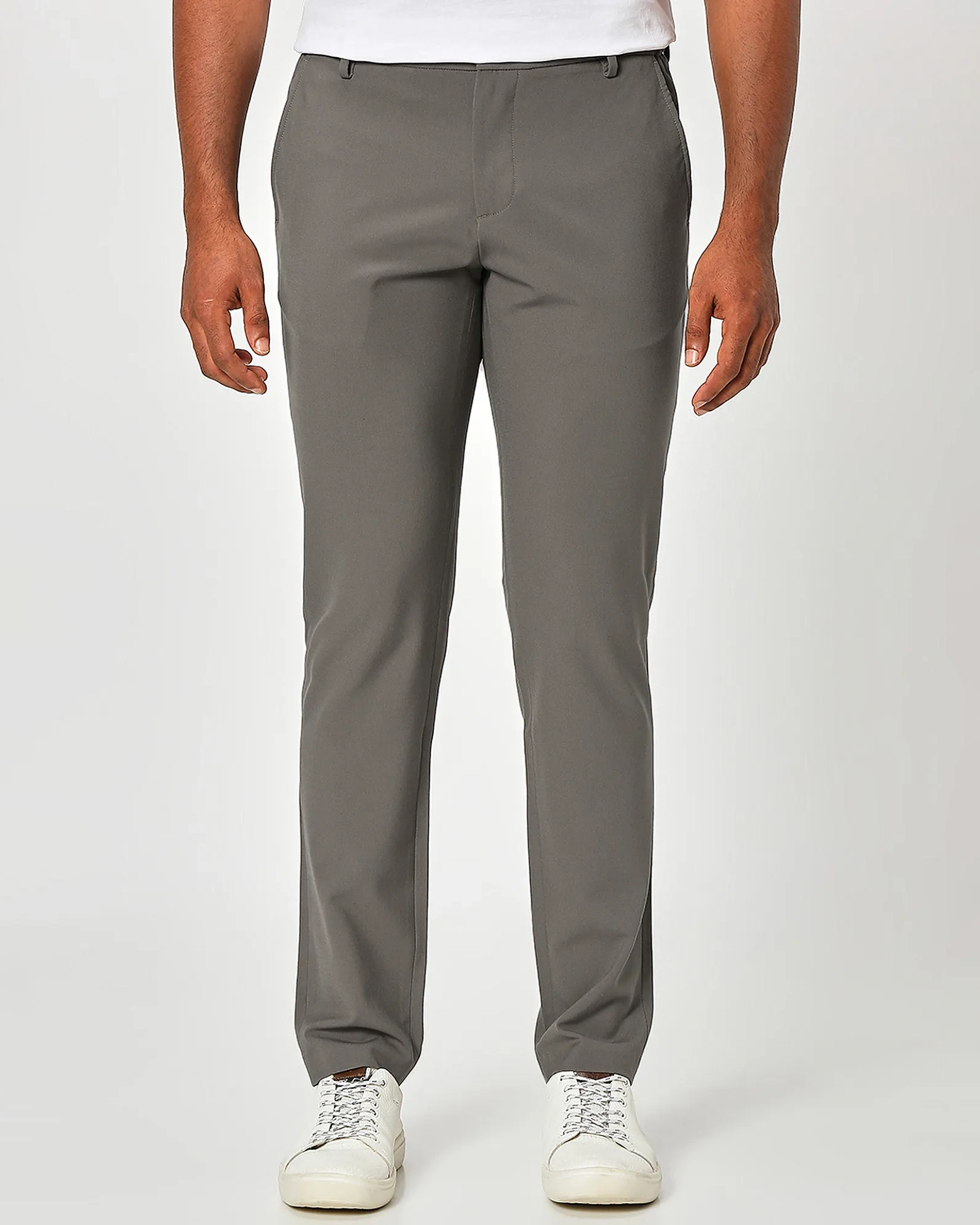 Classic Versatile Slim-Fit Straight-Leg Beige Trousers