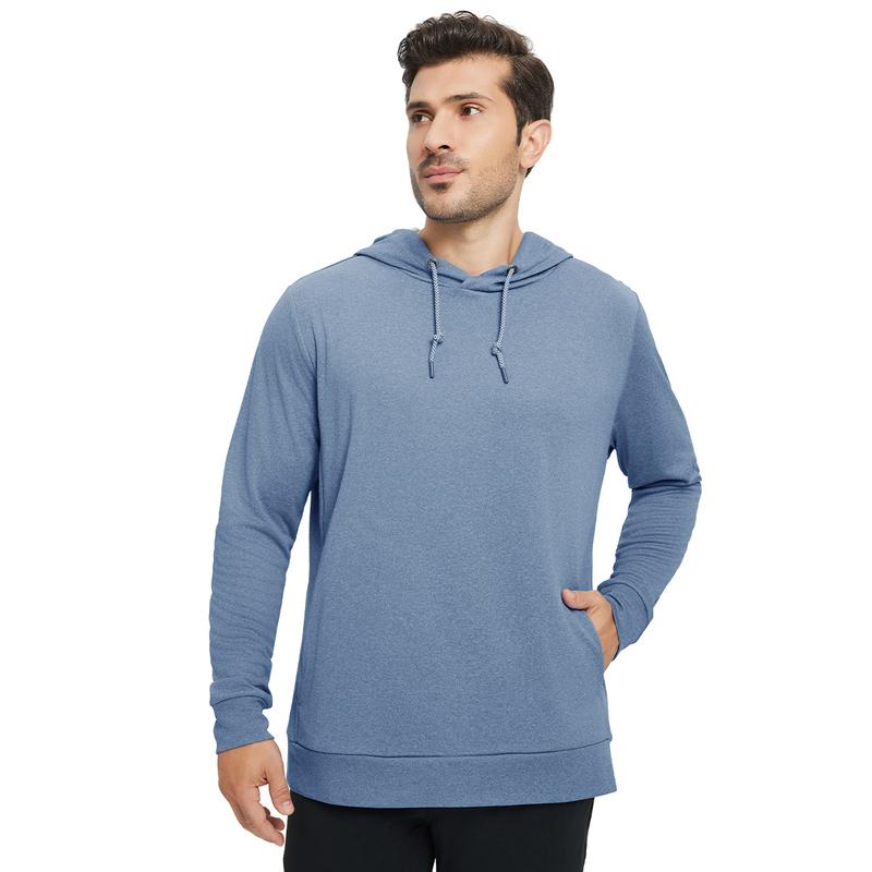 Men’s Solid Color Lightweight Golf Hoodie, 4-Way Stretch Breathable Dry Fit Pullover, Athletic Casual Fall Fashion drawstring sweatshirt Menswear Tops