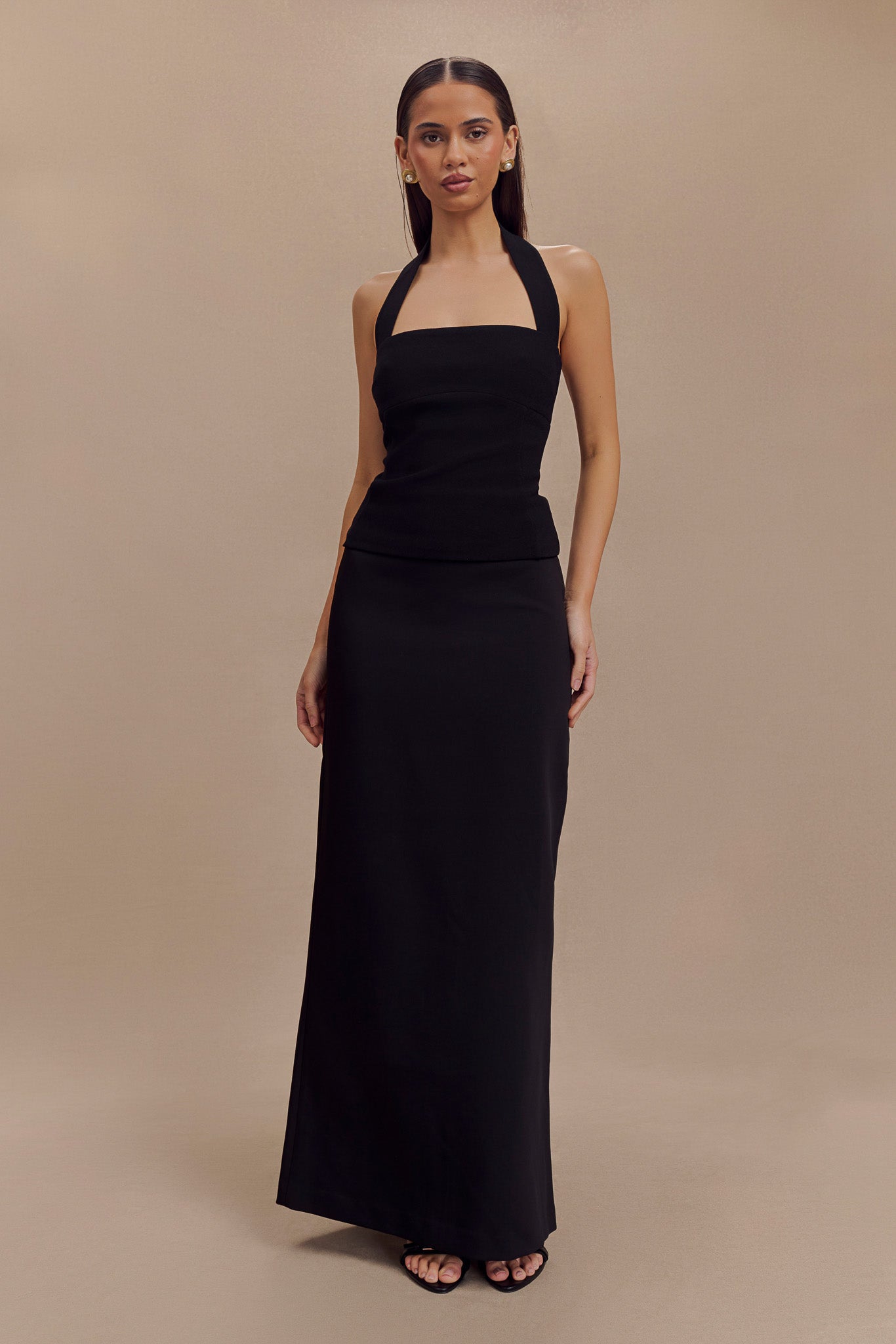 Black Suiting Halter Top