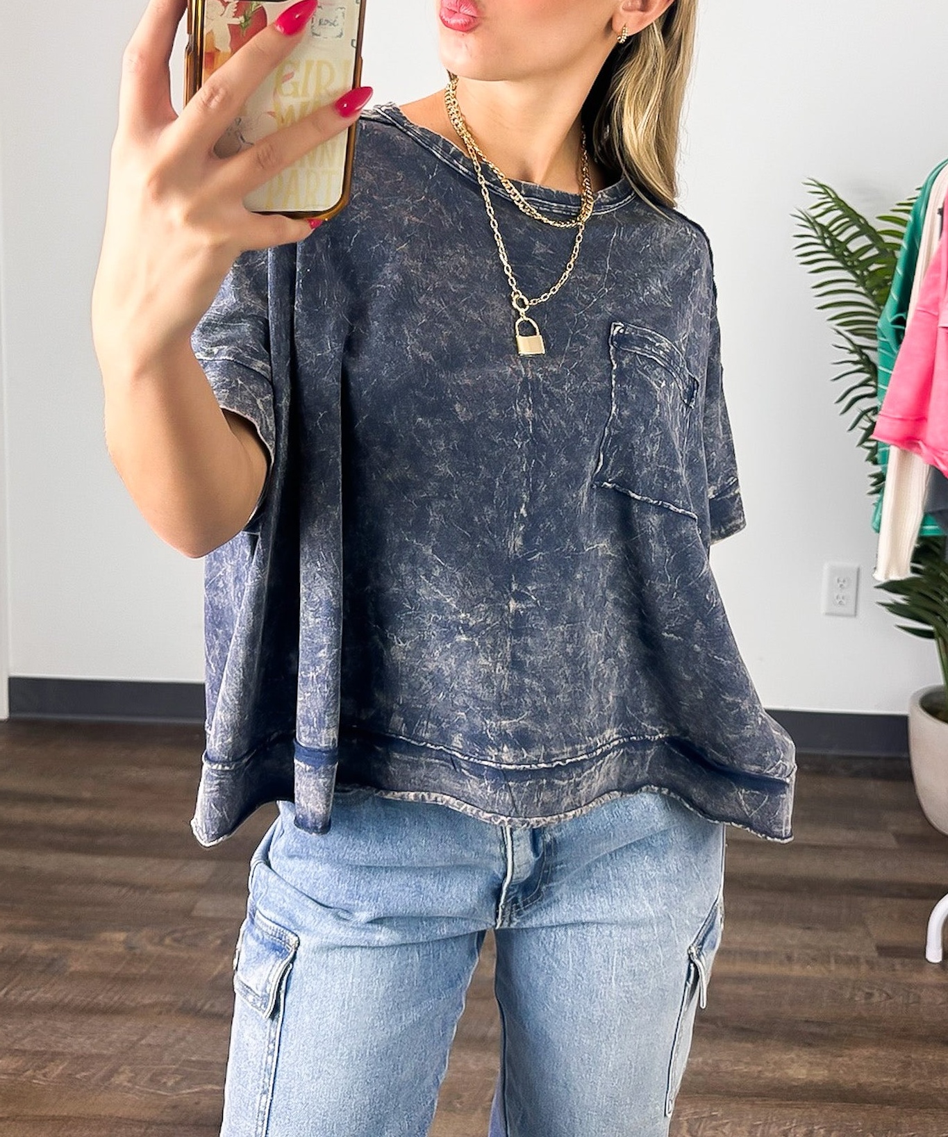Vivid Aura Mineral Wash Oversized Tee