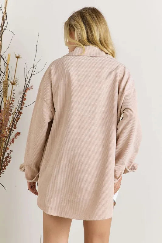 Color Block Corduroy Shacket