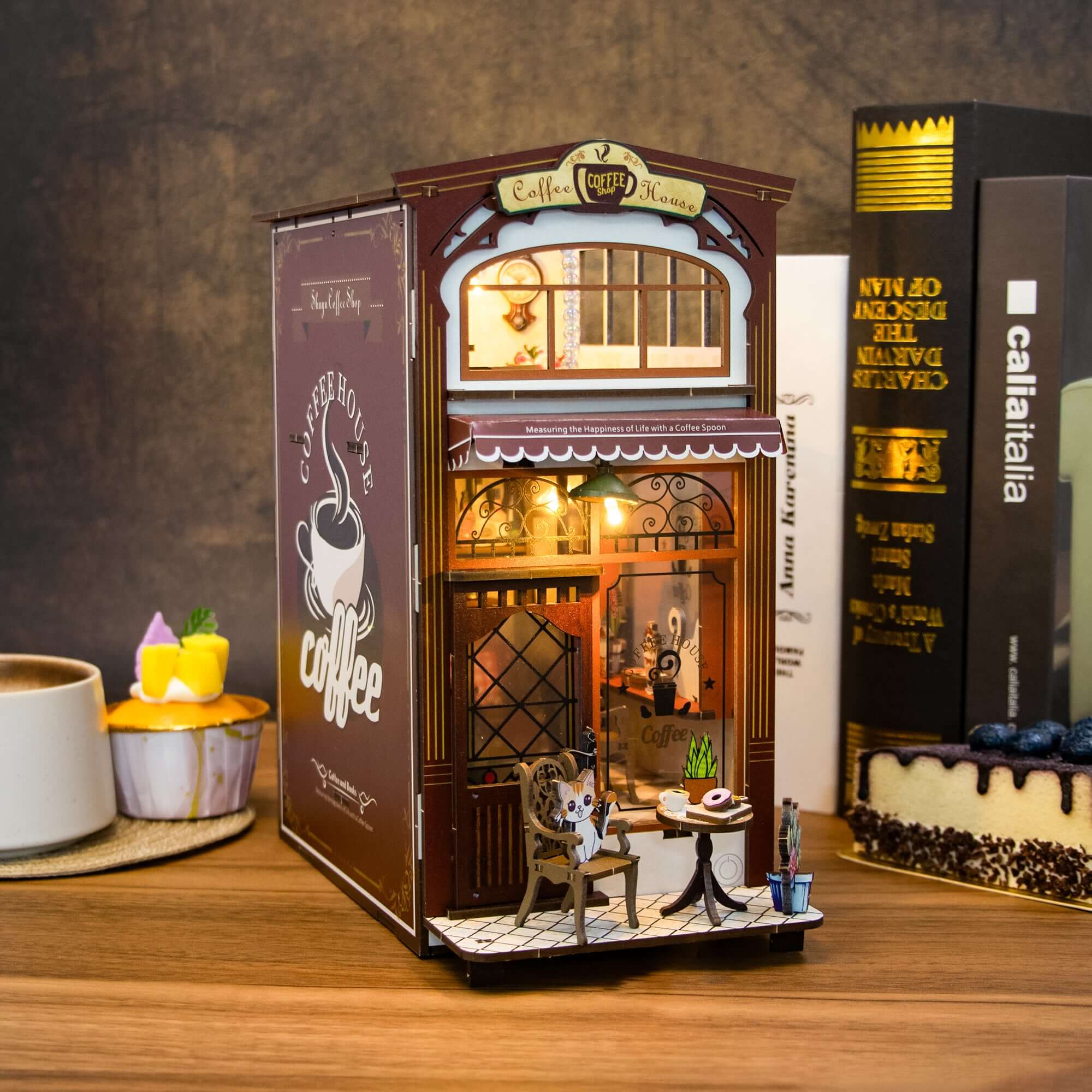Coffee House - DIY Book Nook Kit,3D Wooden Puzzle