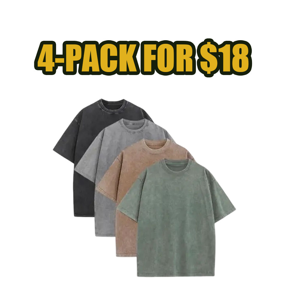 8-Pack Vintage Oversized Tees – Heavyweight Cotton Acid Wash Streetwear Set