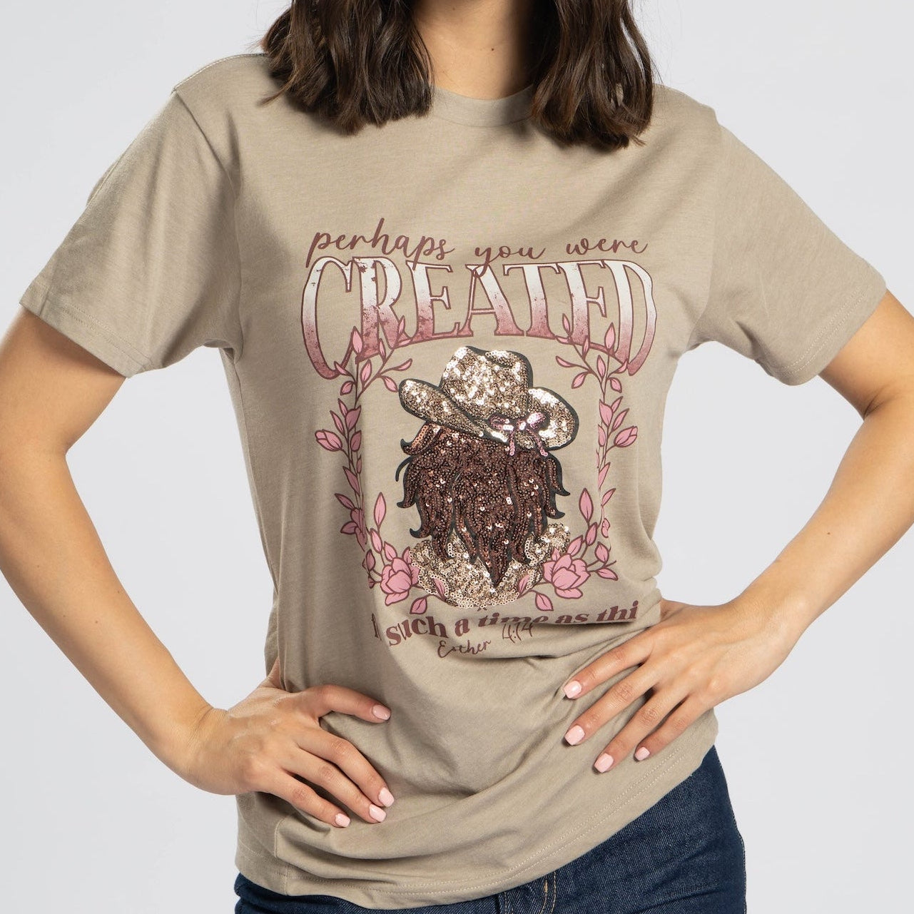 Embellished Perhaps you were Created Sequin Tee