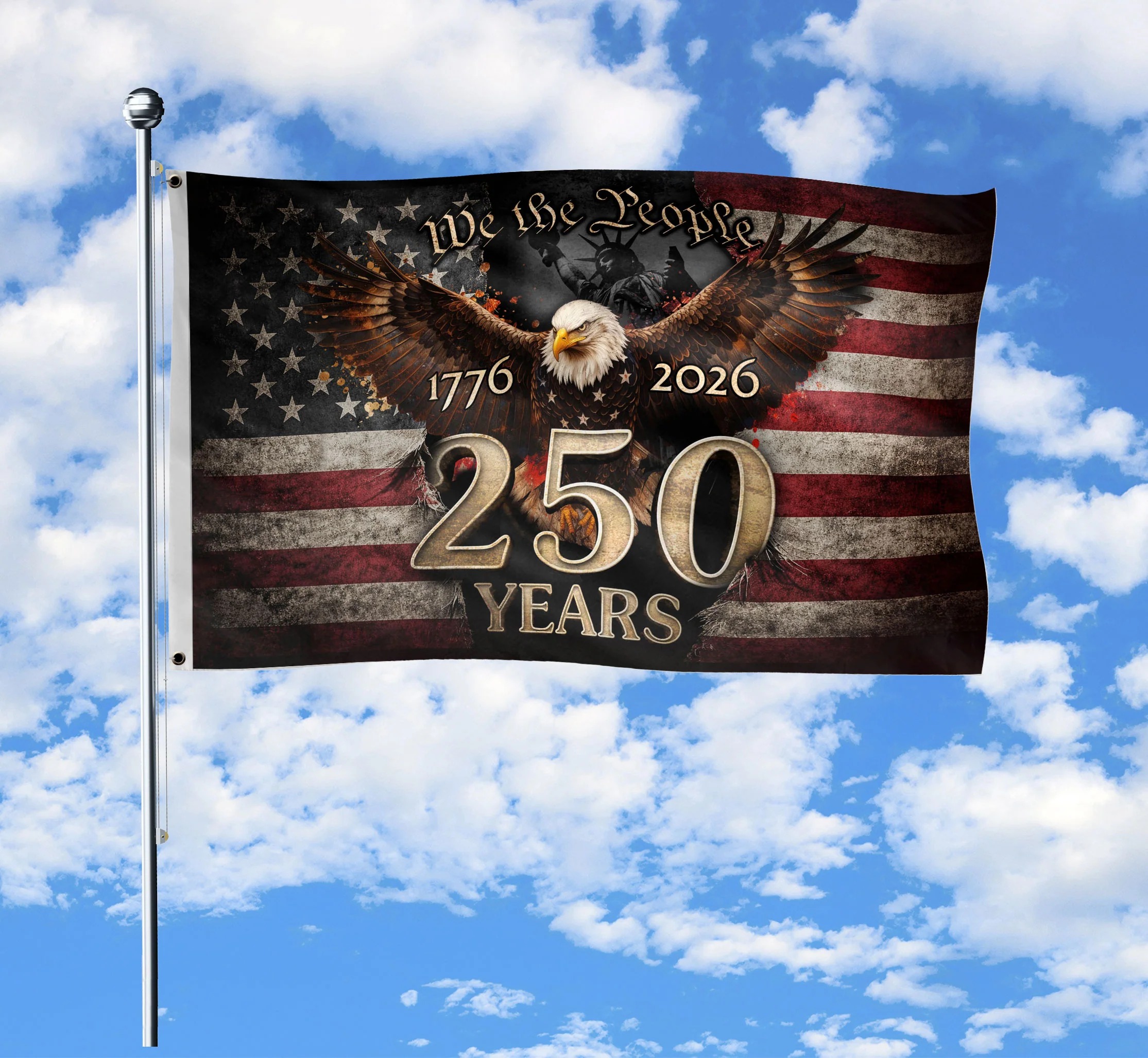We The People 250 Years Flag 1776–2026 – Eagle Patriotic American Déco