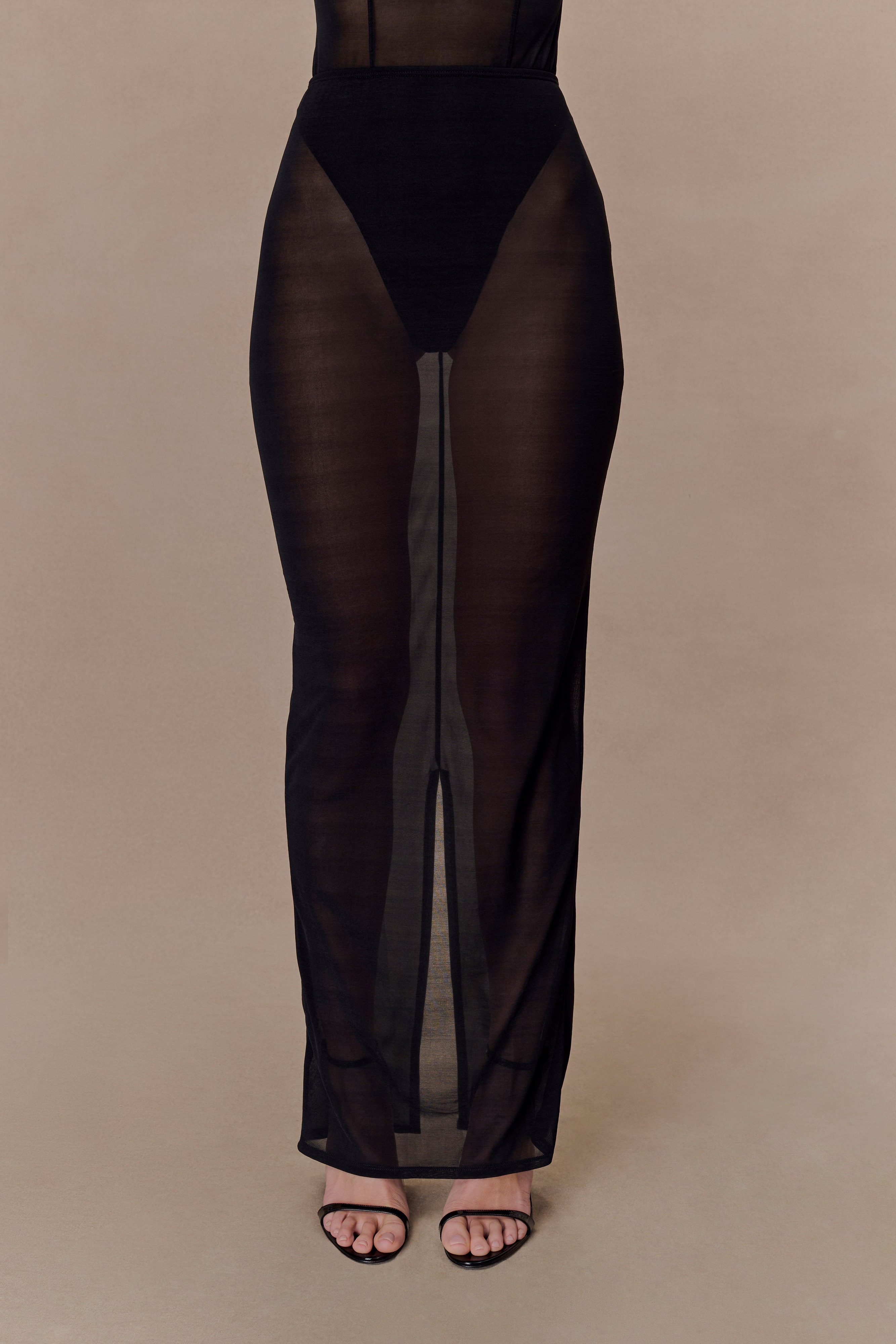 Black Mesh Maxi Skirt