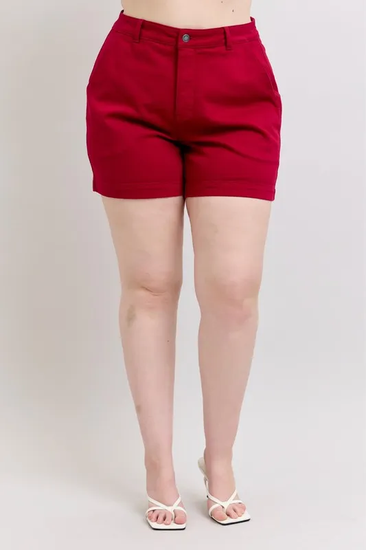 High Waist Tummy Control Garment Dyed Heart Shaped Denim Shorts