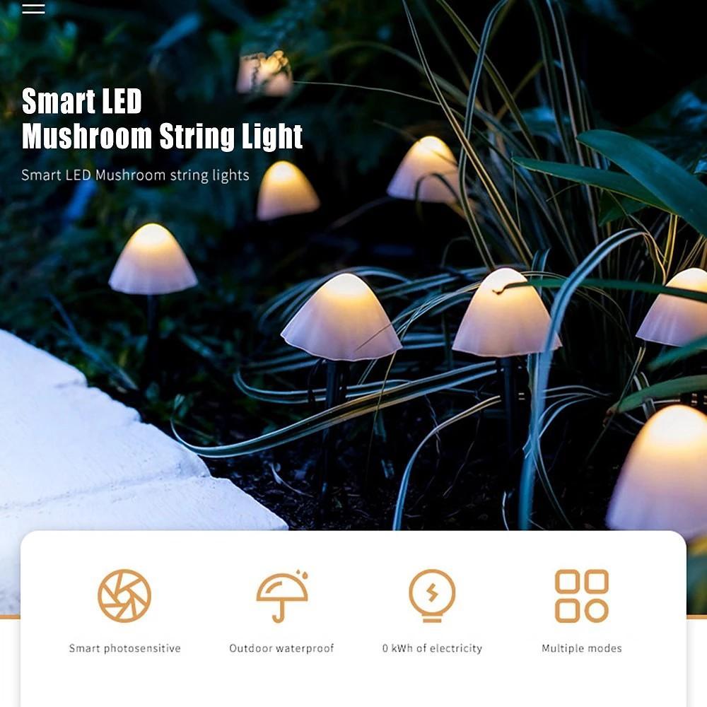 Small Mushroom Waterproof LED RGB Solar Lights Outdoor String Lights