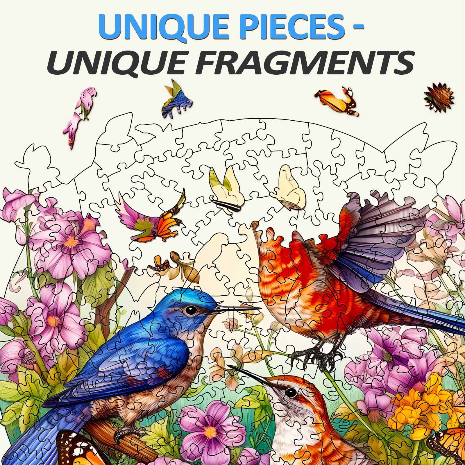 Birds And Butterflies Wooden Jigsaw Puzzle