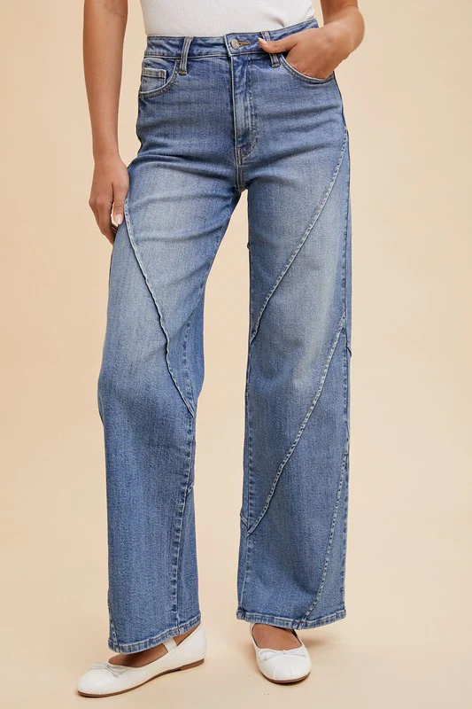 Wear Decorative Seams Wide Leg Jeans