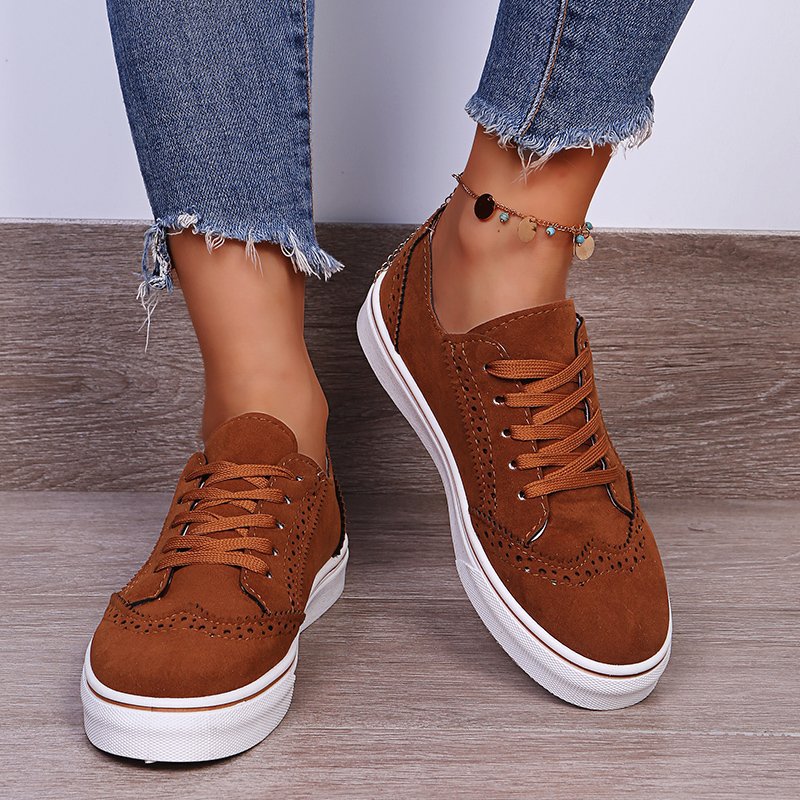 Lace-Up Suedette Flat Sneakers (multiple color options)
