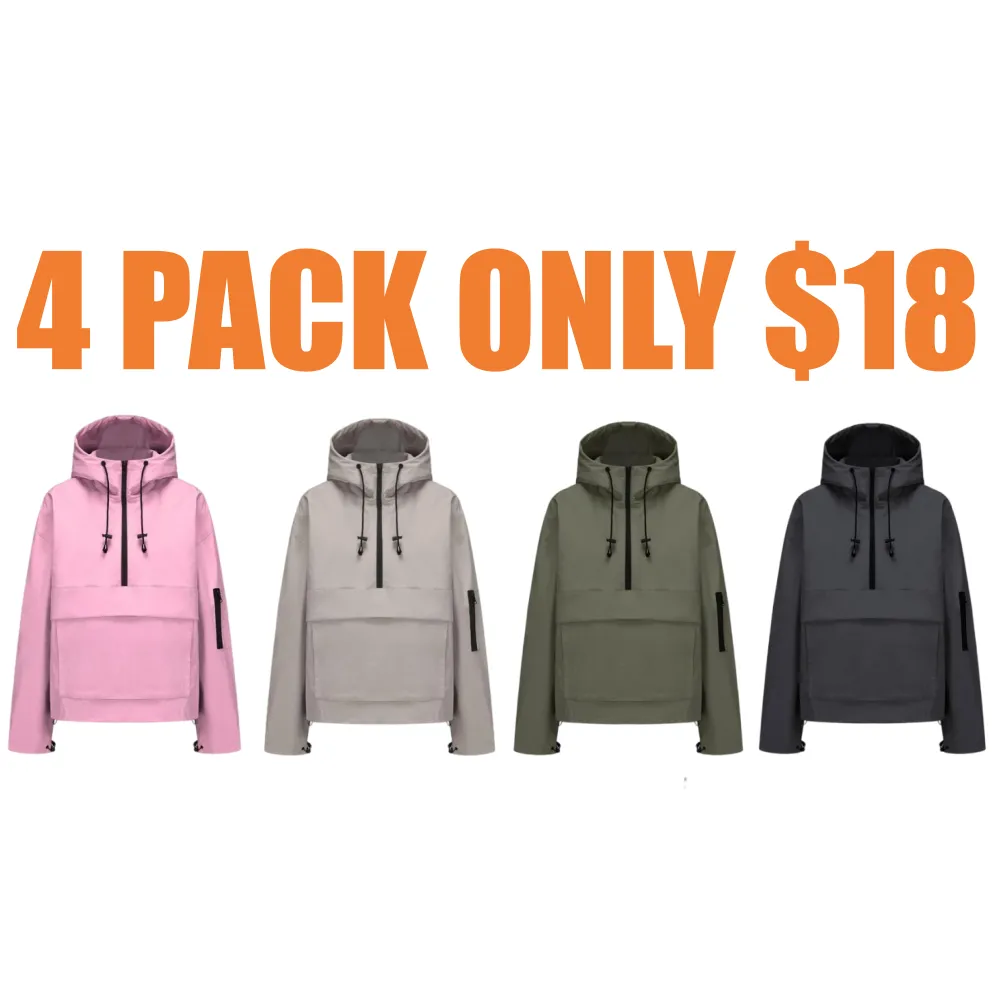 Woman Waterproof Oversized Fall Hoodie Coat Warm Half Zip Rain Jacket