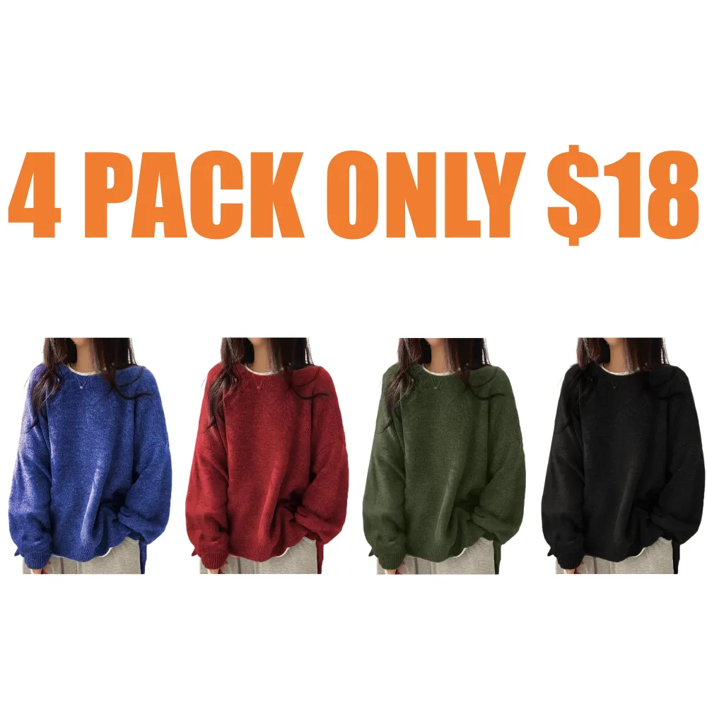 Women's Drop Shoulder Split Hem Sweater