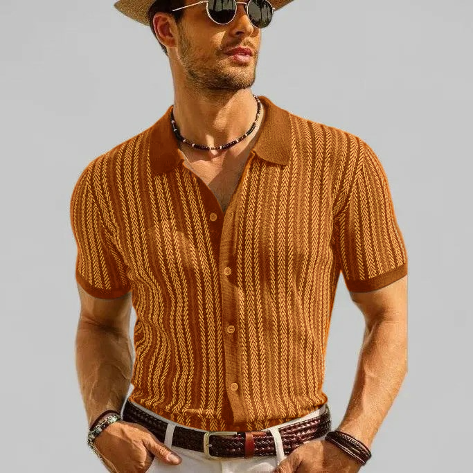 Men’s Retro Knit Button Polo Shirt