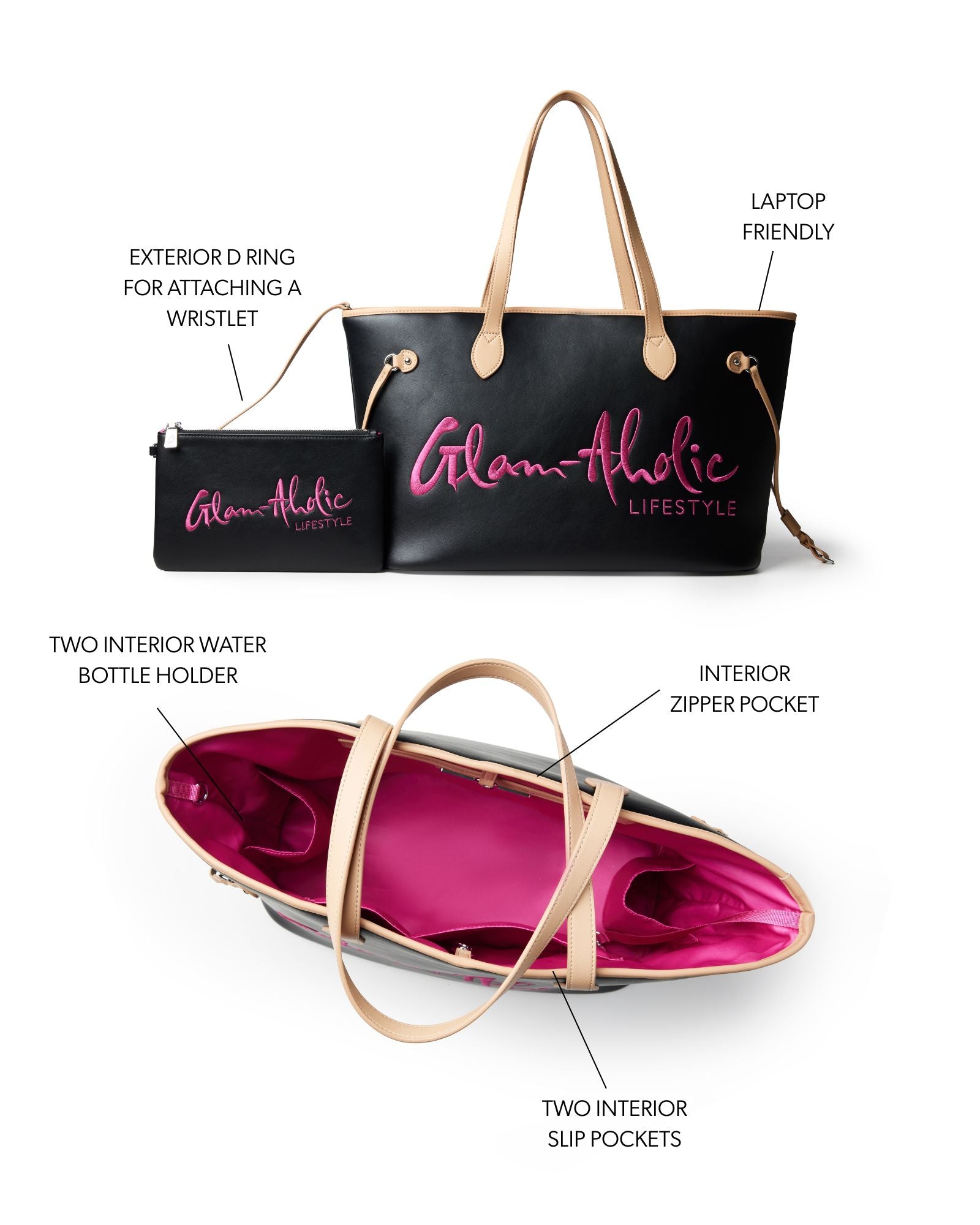 THE ORIGINAL GLAM TOTE - BLACK PINK